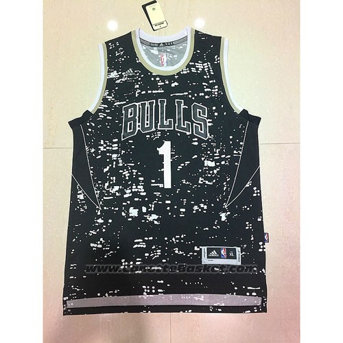 Maglia Luci Della Citta Chicago Bulls Derrick Rose #1 Nero